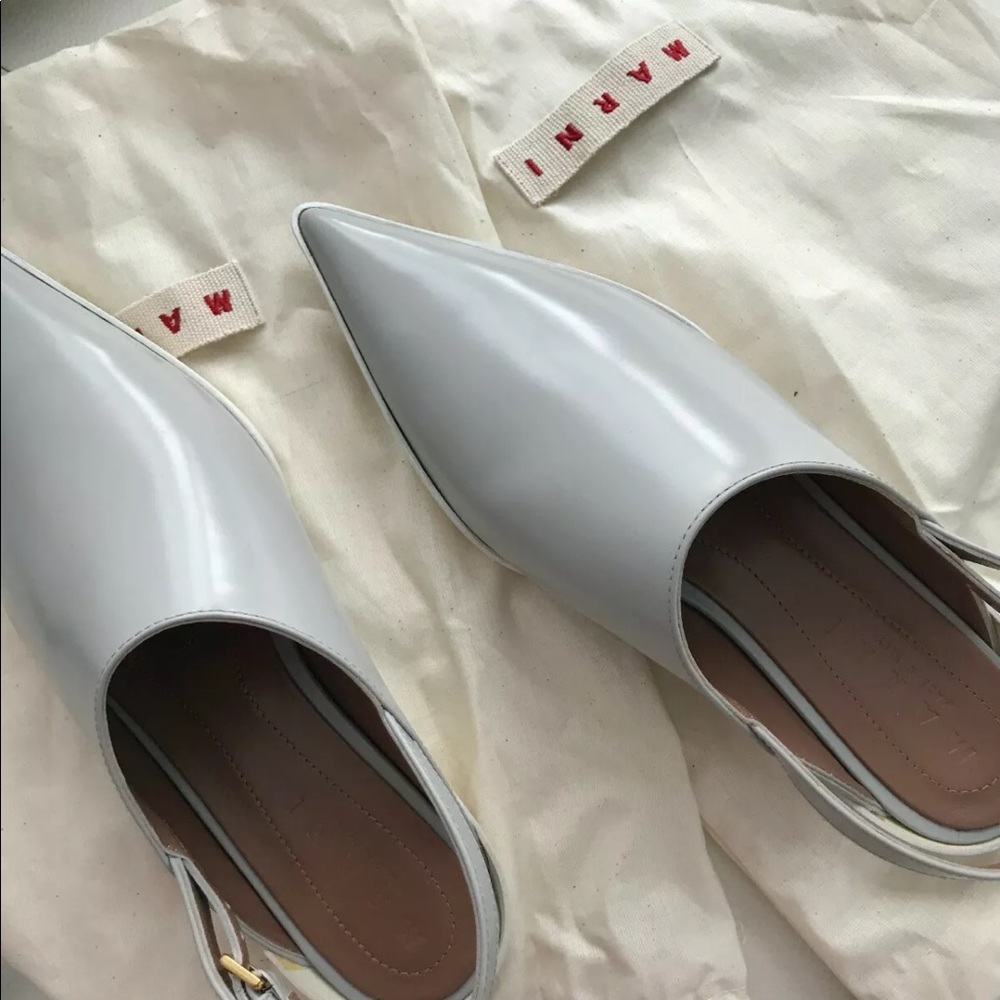 New Marni slingback leather flat shoes - Picture 2 of 7